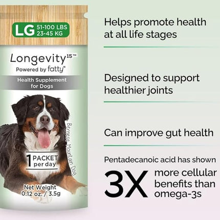 Longevity15 C15:0 Dog Health Supplement (30-Day Supply) & Yummy Combs Dog Dental Treats (8oz Bag) for Extra Small Dogs – C15:0 Fatty Acid for Daily Wellness, Food Topper – VOHC Approved Oral Care