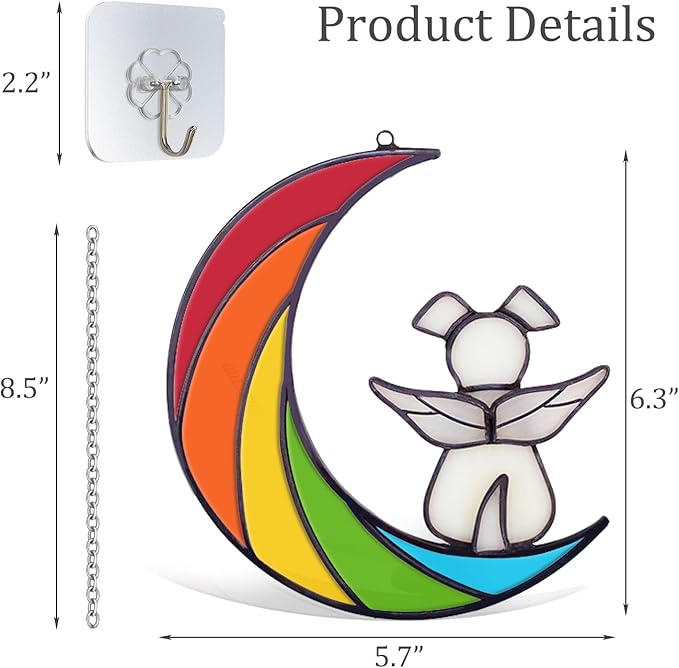 Rainbow Bridge Dog Memorial Gifts for Loss of Dog, Stained Glass Personalized Pet Memorial, Loss of Pet Sympathy Gift for Window, Living Room, Garden