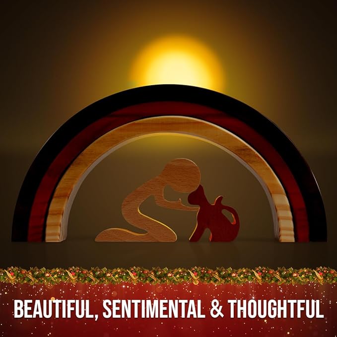 Capti Rainbow Bridge Dog Memorial Gifts, Cat Memorial Gifts - I'll Meet You at The Rainbow Bridge - Pet Loss Gifts, Bereavement, Sympathy Keepsake Dog Mom, Dog Dad for Loss of Pet (Cat and Man)