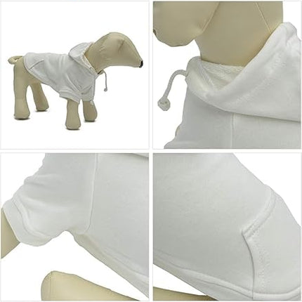 Lovelonglong Blank Basic Hoodie Sweatshirt for Dogs 100% Cotton Fits Small Medium Dachshund Large Dog Off White XL