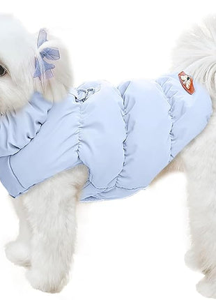 Winter Warm Dog Jacket for Small Medium Dogs Cat Cold Weather Coats with Harness Paded Dogs Fleece Vest Waterproof Windproof Dog Snow Jacket Pet Puppy Clothes (Light Blue,XXL)