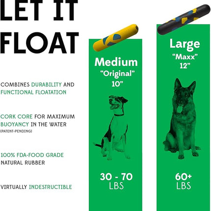 Goughnuts Large Water Stick – Floating Dog Toys for Water Fetch, Interactive Heavy Duty Dog Pool Toy for Aggressive Chewers, Big and Large Dogs 60+ lbs, Natural Reinforced Rubber Float, USA Made