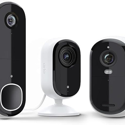 Arlo Essential Whole Home Security Bundle | Outdoor, Indoor, Video Doorbell Camera |2K Resolution|2nd Gen|Indoor - Outdoor