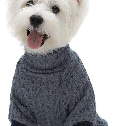 Fitwarm Turtleneck Knitted Dog Sweaters Winter Outfits Pet Coats Cat Clothes Blue XXL