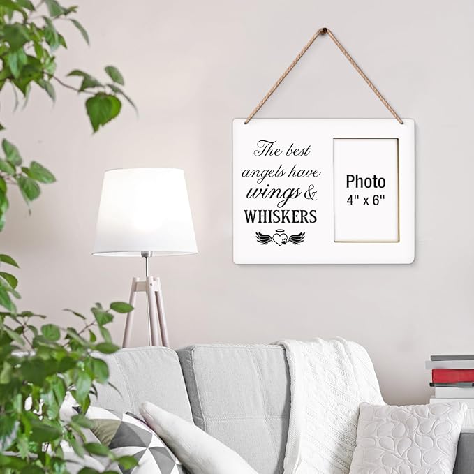 Pet Memorial Gift Picture Frame, Dog Memorial Gifts for Loss of Dog, Sympathy Gifts for Cat Dogs, Grief Gift for Women, Cat Pet Passing Away Remembrance Wood Photo Frames, 4 x 6 Inch Photo