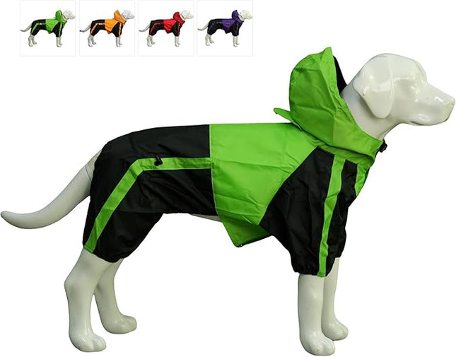 lovelonglong Pet Apparel Large Dog Clothing Raincoat Pet Clothes Rain Coat For Big Large Dogs Red Green Waterproof (L-L, Green)