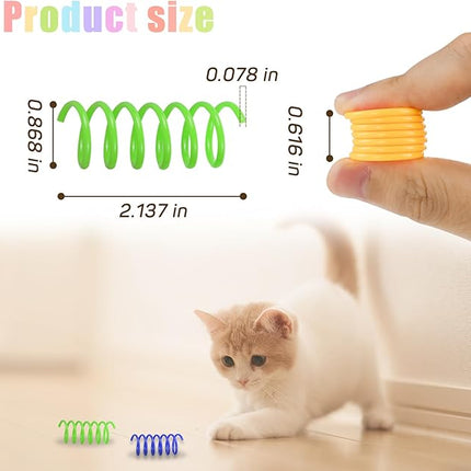 Andiker Interactive Cat Spiral Creative Spring Toy to Kill Time and Keep Fit, Sturdy and Heavy Plastic for Swatting, Biting, Hunting Kitten Toys, Colorful, 12 pcs