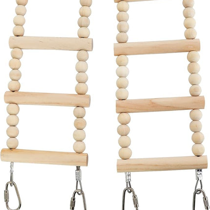 Bird Ladder Bridge, Wooden Pet Hamster Climbing & Swing Toys, Cage Accessories for Birds Rats Parrots Hamster Squirrel Sugar Gliders Parakeets Cockatiels - 24 Steps - 53 x 3.14 Inch
