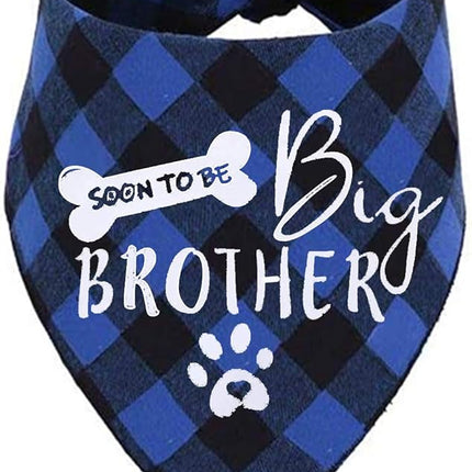 Big Brother Dog Bandana, Reversible Plaid Triangle Bibs Pet Scarf
