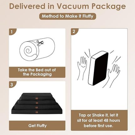 EHEYCIGA Waterproof Dog Bed Orthopedic 41"x27", Memory Foam Pet Bed for XLarged Dogs, Washable Pet Mat with Removable Cover, Black