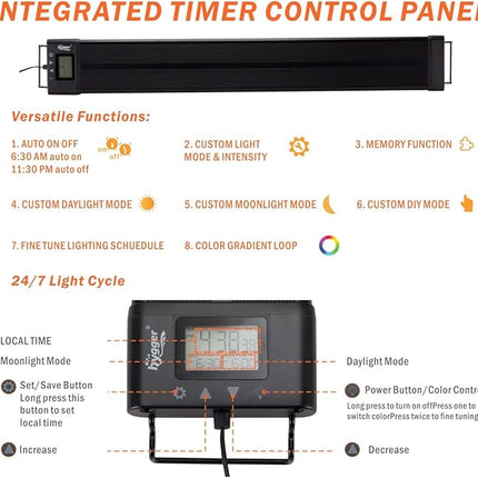 hygger Auto On Off LED Aquarium Light 12-17 Inches Dimmable 7 Colors Full Spectrum Fish Tank Light Fixture for Freshwater Planted Tank Build in Timer Sunrise Sunset