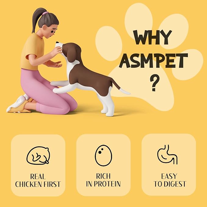 ASMPET Dog Treats Chews, Chicken Jerky Made with 100% Real Chicken Breast