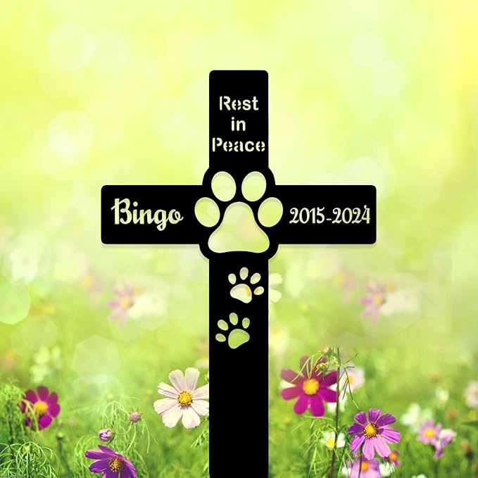 Personalized Metal Dog Grave Markers Stake, Pet Memorial Outdoor Garden Sign Plaque, Custom Pets Name Marker for Cemetery, Pet Loss Sympathy Gift
