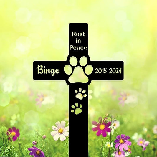 Personalized Metal Dog Grave Markers Stake, Pet Memorial Outdoor Garden Sign Plaque, Custom Pets Name Marker for Cemetery, Pet Loss Sympathy Gift
