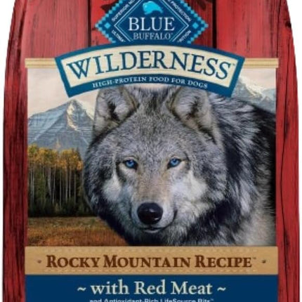 Blue Buffalo Wilderness High-Protein Rocky Mountain Recipe Dry Food for Large Breed Adult Dogs, Red Meat & Grains, 28-lb. Bag