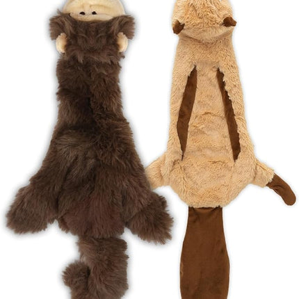 Best Pet Supplies Squeaky Dog Toys with Soft Durable Fabric for Small, Medium and Large Pets Interactive Toy for Indoor Play, Supports Active Biting and Play - Monkey, Squirrel, Small