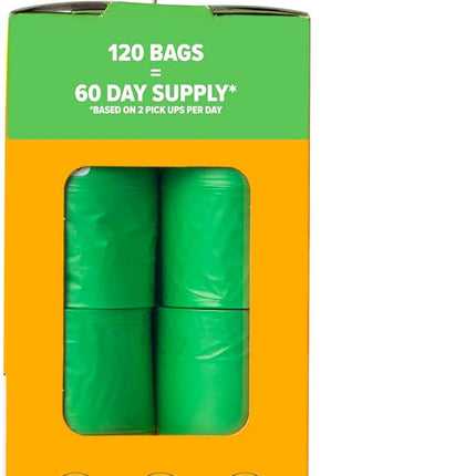 Arm & Hammer Dog Poop Leakproof Plant Based 120 Count Waste Bags, Unscented, Made From 40% Corn Starch With Activated Baking Soda, Pack of 8, Green
