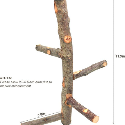 Bird Perch Nature Apple Hard Wood Stand, Parrot Stand Toy Branch Platform Paw Grinding Stick for Small Parakeets Cockatiels Conures Parrots Love Birds Finches Cage Accessories (Set 1)
