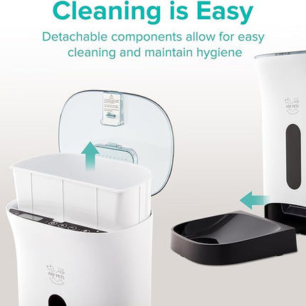 Arf Pets Automatic Pet Feeder Food Dispenser for Dogs, Cats & Small Animals – Features Distribution Alarms, Portion Control & Voice Recording – Timer Programmable Up to 4 Meals a Day