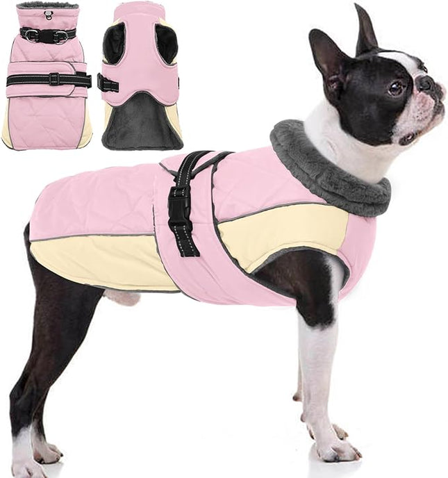 QBLEEV Warm Dog Jacket - Reflective, Adjustable Winter Coat with Turtleneck for Cold Weather, Waterproof Fleece Snowsuit for Small, Medium, Large Dogs