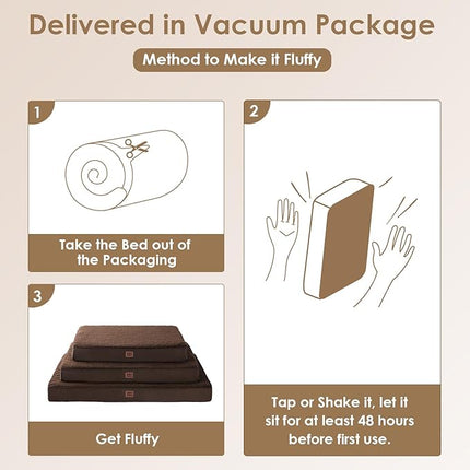 EHEYCIGA Orthopedic XXL Dog Beds for Jumbo Dogs with Removable Washable Cover for Crate, Brown, 47x29