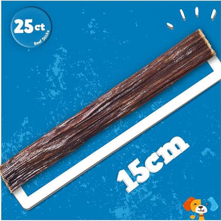 Jack&Pup 6-inch Gullet Sticks for Dogs (25 Pack) Esophagus Dog Treats, Long Lasting Chew, Beef Jerky for Dogs