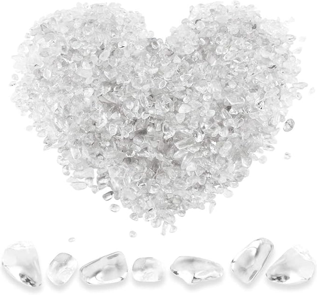 Twdrer 2lb/950g Small Natural White Clear Irregular Shaped Crystal Quartz Rock Tumbled Chips Crushed Stone Healing Reiki Crystal Gemstones for Garden Aquarium Vases Plants Decoration