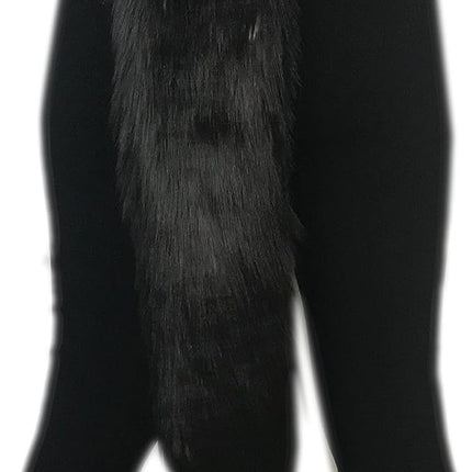 Handmade Faux Fur Tail, Luxury Animal Super Soft Costume Accessory, Pet Play, Halloween (30", Candy Black Wolf)