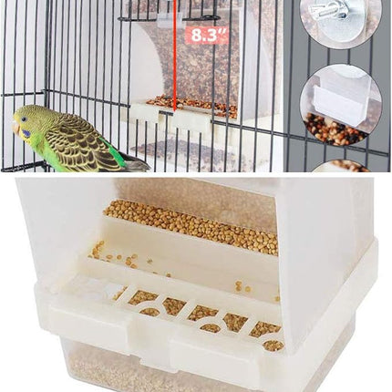 Parrot Automatic Feeder,No-Mess Bird Feeder,Cage Accessories for Budgerigar Canary Cockatiel Finch Parakeet Seed Food Container by Old Tjikko (Screw-Fixed Bird Feeders)