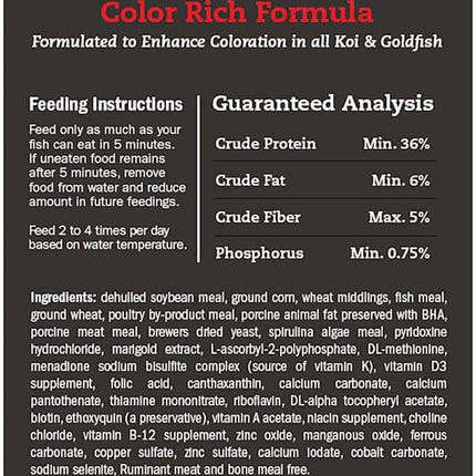 Blue Ridge Koi Fish Food 14lb - Koi Food Color Growth Formula, Goldfish Food, Premium Fish Food for Ponds, Ponds Fish Food, Floating Pond Pellets