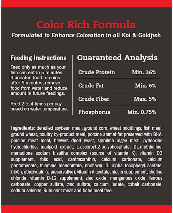 Blue Ridge Koi Fish Food 14lb - Koi Food Color Growth Formula, Goldfish Food, Premium Fish Food for Ponds, Ponds Fish Food, Floating Pond Pellets