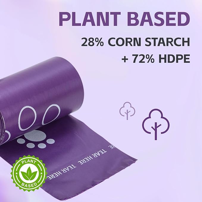 270 Count Scented Dog Poop Bags Rolls, 20 Micron Ultra Thick, Heavy Duty Tear Resistant Leak Proof for Yuck-Free Cleanup, Includes Dispenser & Leash Clip, 9 x 13 Inch, Pawsome Doodle (Purple)