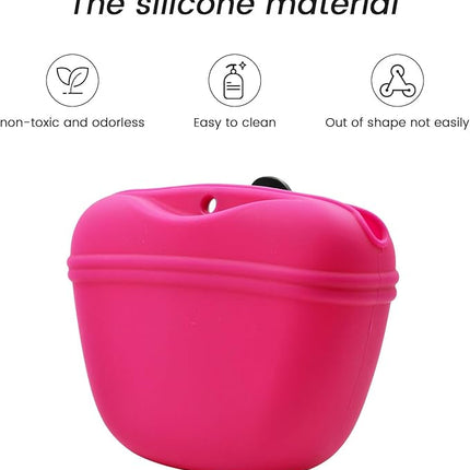 AUDWUD Silicone Dog Treat Pouch,With Dog Training Clicker,Clip on Portable Training Container,Convenient Magnetic Buckle Closing and Upgraded Waist Clip for Enhanced Stability