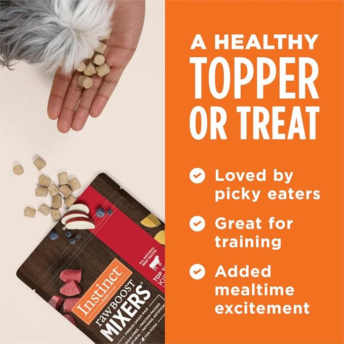 Instinct Raw Boost Mixers, Freeze Dried Dog Food Topper, Grain Free Recipe - All Natural Beef, 25 oz. Bag