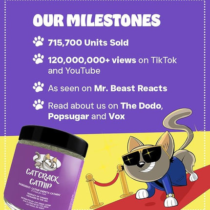 Cat Crack Catnip, Zoomie-Inducing Cat Nip Blend, North American Made & 100% Natural, Safe & Non-Addictive Catnip Treats Used to Supplement Cat Nip Toys, Spray, & Accessories (1 Cup)