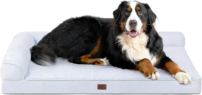 EHEYCIGA Memory Foam Dog Bed XXL, Giant Dog Bed Orthopedic with Washable Removable Cover, Waterproof Pet Bed Couch for Jumbo Dogs, 48x35x7.5 Inches, Washblue