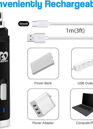 Casfuy Dog Nail Grinder Upgraded - Professional 2-Speed Electric Rechargeable Pet Nail Trimmer Painless Paws Grooming & Smoothing for Small Medium Large Dogs & Cats (Black)