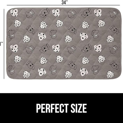 GORILLA GRIP Washable Puppy Pads, 34x21, Slip Resistant Dog Crate Mat, Waterproof Cloth Pee Pad for Training Puppies in Playpen, Reusable Pet Incontinence Blanket, Protects Sofa, Dog Faces