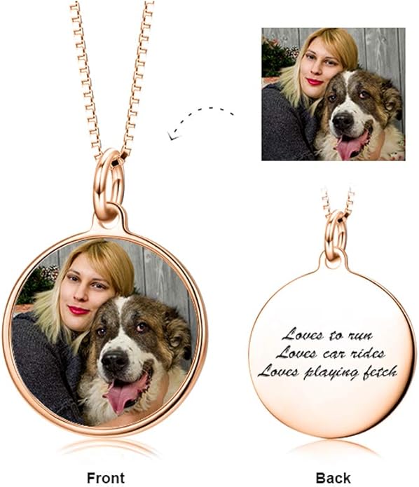 LONAGO Full Color Photo Picture Personalized Necklace Custom Etched Dog Tag Image Pendant with Message Name
