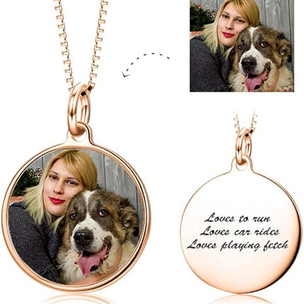 LONAGO Full Color Photo Picture Personalized Necklace Custom Etched Dog Tag Image Pendant with Message Name