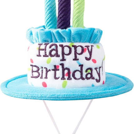 Large Dog Birthday Cake Hat & Bandana Scarfs Set Blue, Handmade Dog Happy Birthday Hat with Colorful Candles, Extral Large Dog Birthday Party Supplies Decorations