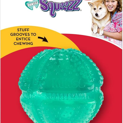 KONG Squeezz Dental Ball - Dog Toy for Cleaning Teeth - Flexible Chew Toy for Gentle & Mild Chewers - for Medium/Large Dogs