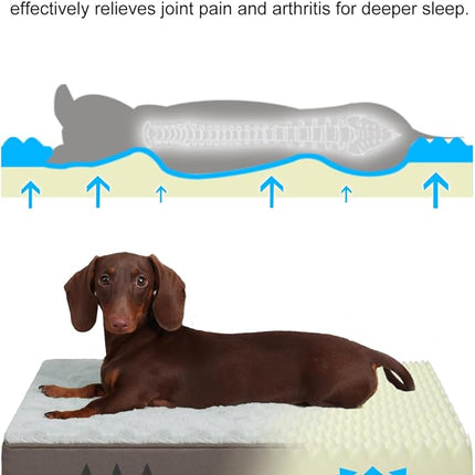 KSIIA Orthopedic Dog Bed, Egg Crate Foam Pet Mat with Removable Cover, Plush Waterproof & Washable Small Dogs Bed, 17x12 Inch, Gray