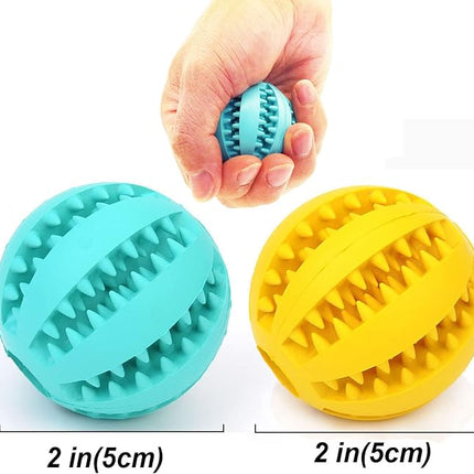 Sunglow 2 Pack Dog Toy, Nontoxic Bite Resistant Teething Balls for Small/Medium/Large Dogs and Puppies, Pet Food Treat Feeder, Chew Tooth Cleaning, Exercise Game IQ Training