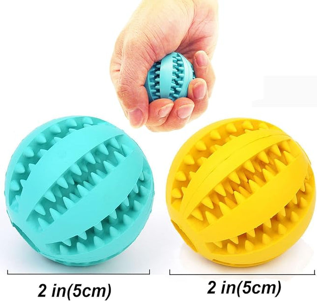 Sunglow 2 Pack Dog Toy, Nontoxic Bite Resistant Teething Balls for Small/Medium/Large Dogs and Puppies, Pet Food Treat Feeder, Chew Tooth Cleaning, Exercise Game IQ Training