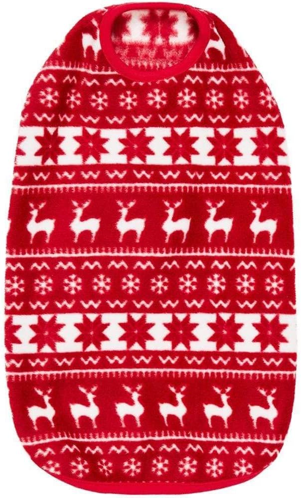 Blueberry Pet Dog Fleece Vest - Soft & Lightweight Ugly Christmas Sweater for Small Dogs, Award Winning Brand, 12" Back Dog Christmas Sweater, Reindeer & Snowflake