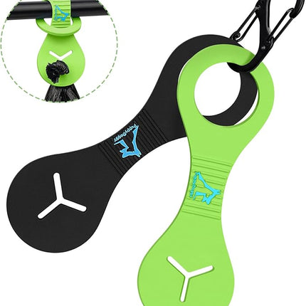 PuppyDoggy Dog Poop Bag Holder for Leash Waste Bag Carrier Dog Poop Bag Dispenser for Walking Running Bicycle Accessory 2 Pieces (Black + Green)