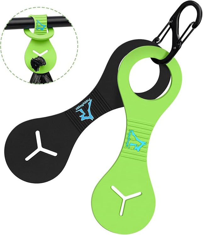 PuppyDoggy Dog Poop Bag Holder for Leash Waste Bag Carrier Dog Poop Bag Dispenser for Walking Running Bicycle Accessory 2 Pieces (Black + Green)