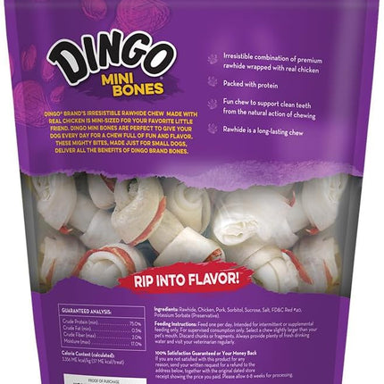 Dingo 95014 Mini Bones, Rawhide For Small/Toy Dogs, Red,14-Count