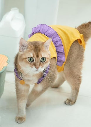 Cat Recovery Suit,Kitten Onesie After Surgery,E-Collar Alternative for Abdominal Wound and Skin Diseases,Soft Breathable Bodysuit After Spay（Yellow-l）